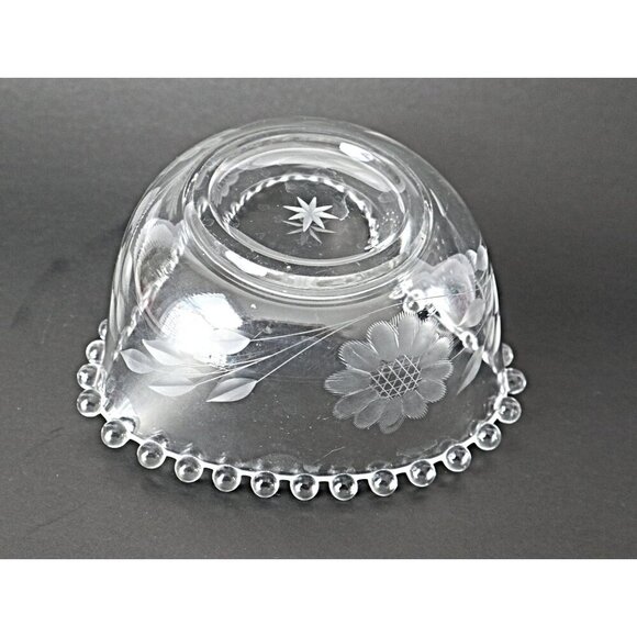 Vintage Heart Shaped Candlewick Candy Dish Condiment Bowls Cornflower Etched - Picture 5 of 5